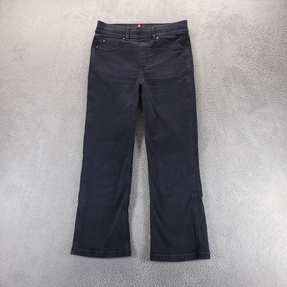 Spanx Jeans Women M Black EveryWear SPANXshape Kick Flare Pull On Shaping Denim